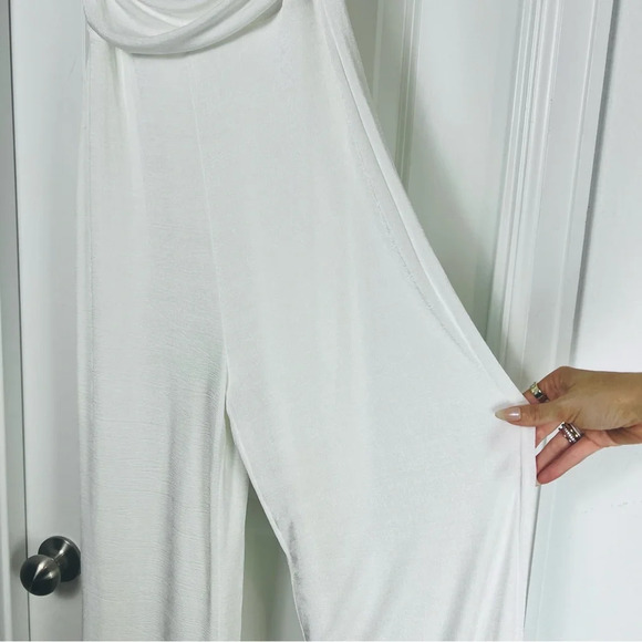 MISHA Alisa Slinky Off Shoulder Wide Leg Twist Jumpsuit in Ivory Ailsa Medium M - Picture 10 of 11